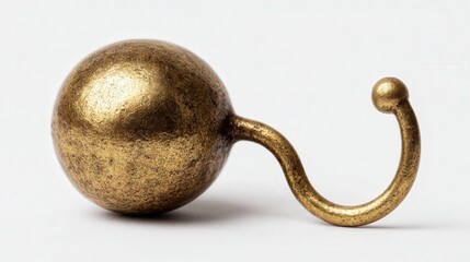Mini brass hook orb isolated on white background