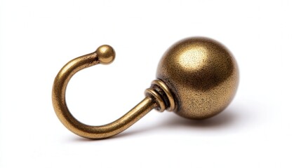 Mini brass hook orb isolated on white background