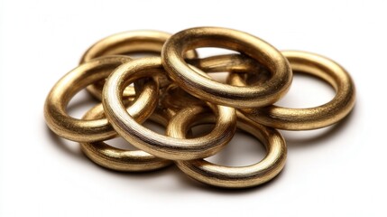 Fototapeta premium Mini brass ring cluster isolated on white background
