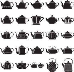 Teapot Silhouette Vector Collection — Cafe