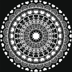 Decorative Mandala Graphic Pattern Art – Elegant Geometric Floral Ornament Design, Boho Abstract Symmetrical Mandala Illustration, Spiritual Yoga Meditation Decorative Vector Artwork for Home and Fash