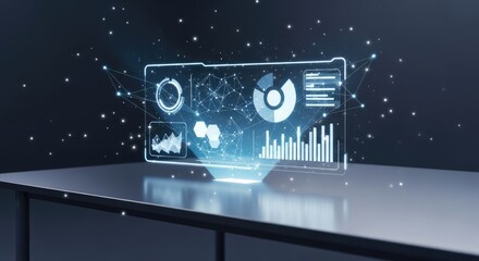 Digital interface with data visualization hologram display