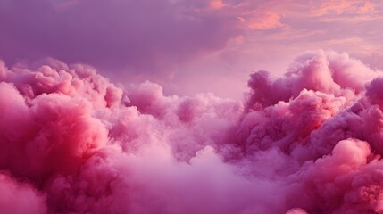 Vibrant pink clouds fill the sky during a surreal sunset.