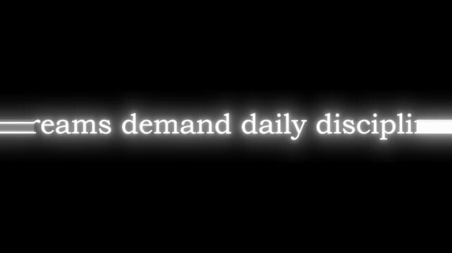 A glowing text on a black background showing the words demand daily dis