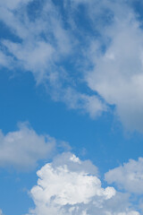 Obraz premium Image of a blue sky and some clouds with copy space for text. Cloudy blue sky abstract background, blue sky background with tiny clouds. 