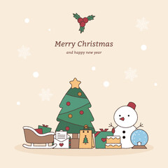 귀여운 크리스마스 벡터 일러스트 템플릿