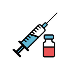 syringe and vial icon flat vector illustration