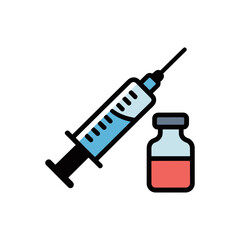 syringe and vial icon flat vector illustration