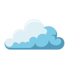 fluffy blue cloud flat vector illustration