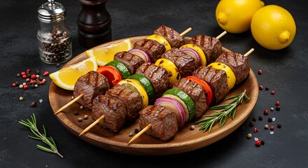 Grilled Beef and Vegetable Skewers with Lemon and Herbs