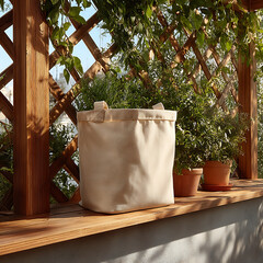 Stylish and Functional Storage Bag on Sunlit Garden Patio