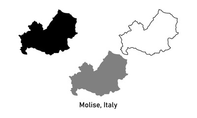 Obraz premium Molise Region of Italy map vector illustration. map in outline style, black color, gray color.