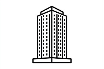 Modern skyscraper building line art icon