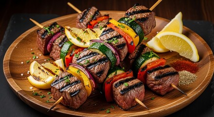 Grilled Beef and Vegetable Skewers with Lemon and Herbs
