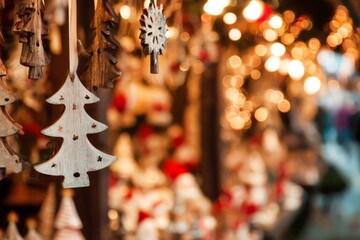 Christmas Tree Ornaments at a Christmas Market.