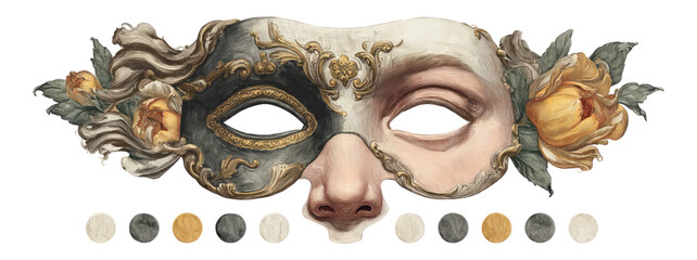 Elegant Mask with Floral Accents and Artistic Detail
