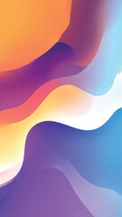 Abstract flowing waves of vibrant orange, purple, yellow, and blue colors creating a dynamic and modern background.
