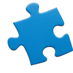 Blue Puzzle Piece isolated on a transparent background