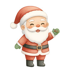 watercolor cute santa claus cartoon character in christmas