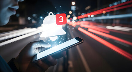 Check notifications on smartphone for social media and business updates