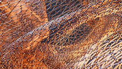 Futuristic 3D structure of interconnected points and wires forming an abstract network