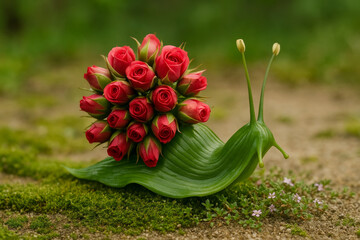 Floral snail journey with roses and greenery