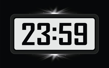 23:59 Digital Clock: Last Minute Deadline or Countdown Concept