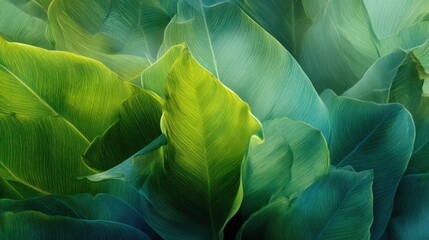 Ethereal Green and Teal Leaf Veins Abstract Macro Photography.