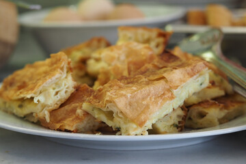 Delicious pastry served on a plate at a local bakery