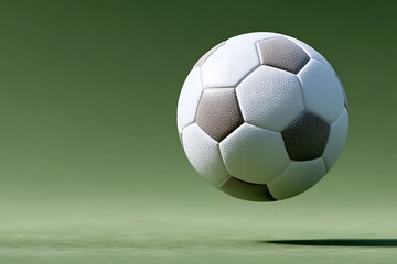 Naklejka premium Soccer Ball Floating Above Green Background for Sports and Recreation Concepts