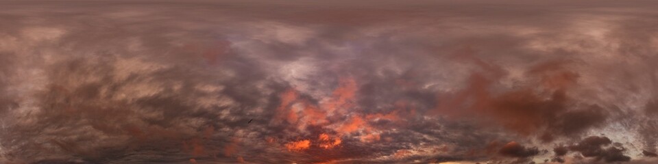 Dark moody rain clouds in dramatic overcast sky. Seamless 360 HDR spherical panorama. Full zenith or sky dome in 3D environment, sky replacement for aerial drone panoramas. Climate and weather change.