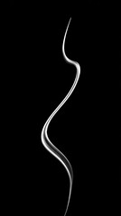Ethereal Smoke Plume - Graceful White Vapor Against Stark Black Backdrop.