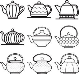 Cast Iron Teapot Outline Silhouette Pack