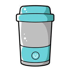 Cyan Portable Smoothie Blender Illustration Sticker