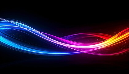 Naklejka premium Vibrant abstract waves of blue, pink, and purple light flowing gracefully against a dark background