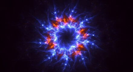 Abstract digital art of a vibrant energy vortex in space.