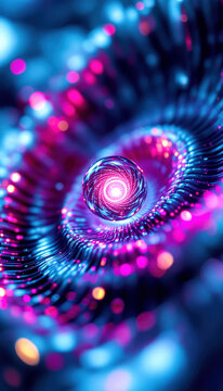 Quantum spintronics spiral: mesmerizing digital cosmic vortex in blue and pink