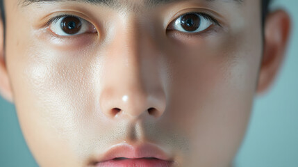 Close up of young male face with smooth skin