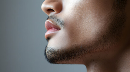 Close up of man facial skin and beard texture