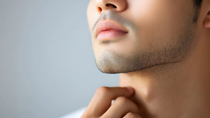 Close up of man face with focus on skin texture