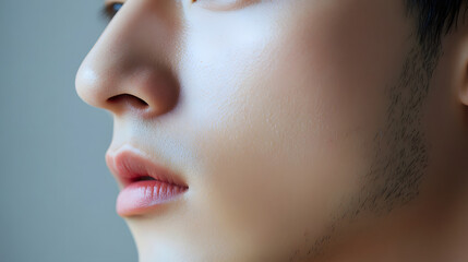 Close up of Asian male skin texture with soft lighting