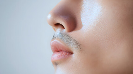 Close up of male skin focusing on nose and lips