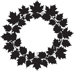  Nature Autumn Wreath Silhouette Vector Illustration