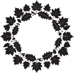  Nature Autumn Wreath Silhouette Vector Illustration