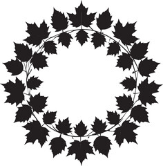  Nature Autumn Wreath Silhouette Vector Illustration
