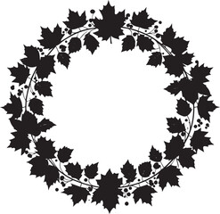  Nature Autumn Wreath Silhouette Vector Illustration