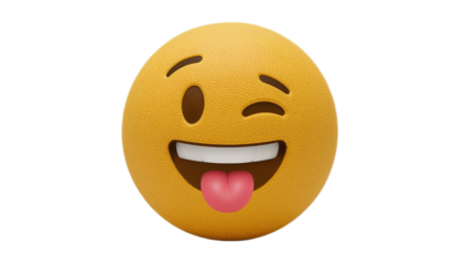 Whimsical Wink A playful yellow emoji with tongue out in a digital 3D render, full of expressive cheer