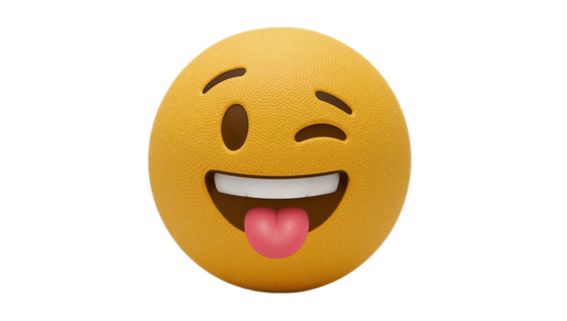Whimsical Wink A playful yellow emoji with tongue out in a digital 3D render, full of expressive cheer - Powered by Adobe