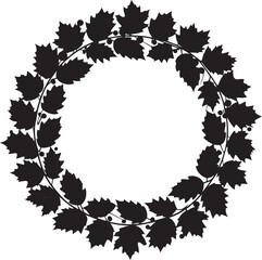  Nature Autumn Wreath Silhouette Vector Illustration