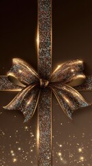 Elegant Gift Box with Shimmering Ribbon and Metallic Accents, Perfect for Luxury Occasions, Showcasing a Glowing and Stunning Presentation Ideal for Special Moments